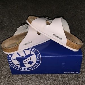 white two strap birks